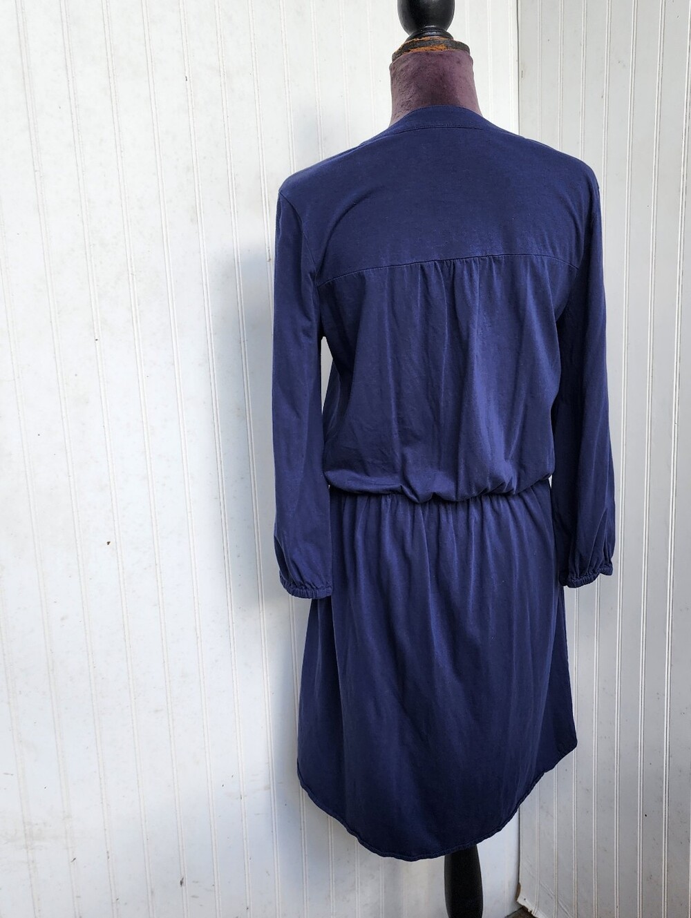 LILLY PULITZER Beckett Blouson Jersey Dress Navy Blue 3/4 Sleeve Pima Cotton M - Picture 9 of 16